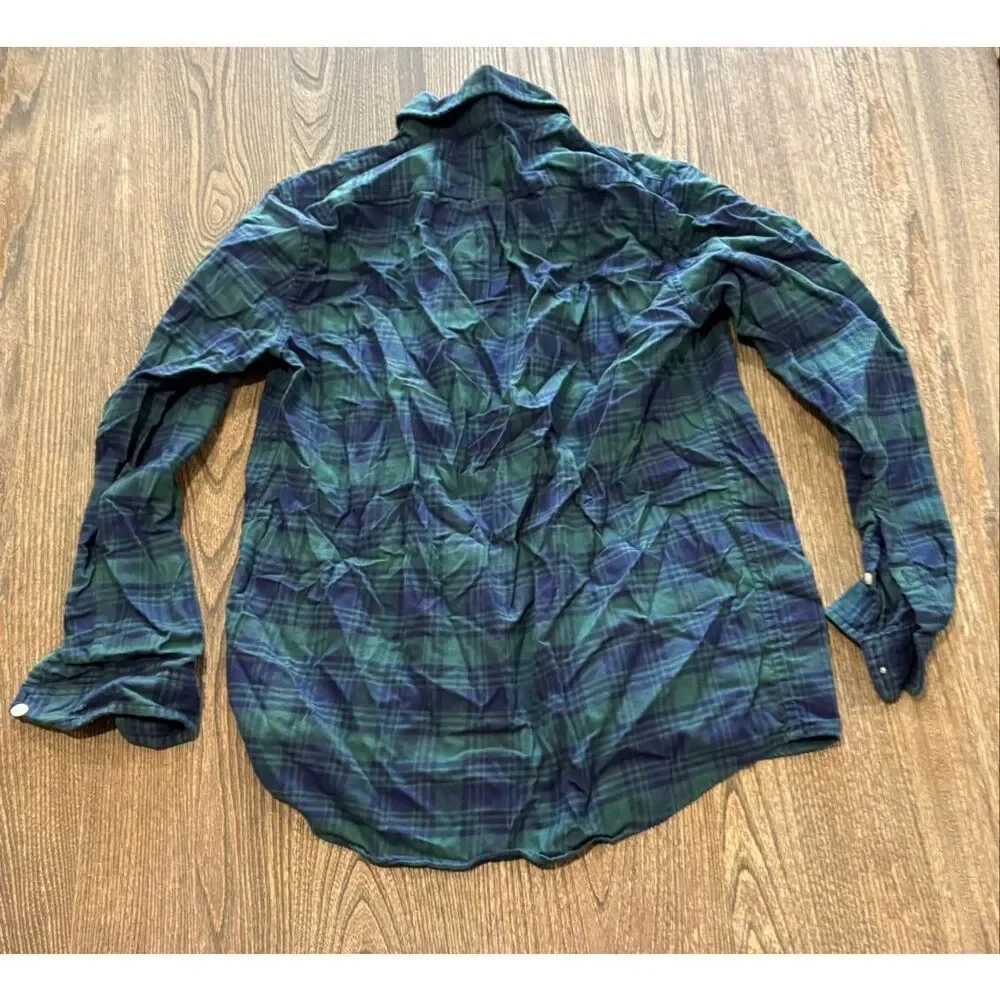 Vineyard Vines Youth Boys Button Down Shirt Long Sleeve Plaid Green Navy Size L